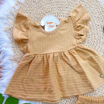 Conj. Batinha Pingente Coração e Short - Areia
